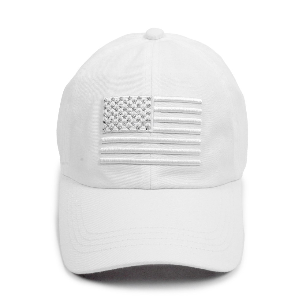 Embroidered American Flag Baseball Cap - One Size Fits Most - Slide Button Closure - 100% Cotton view 2