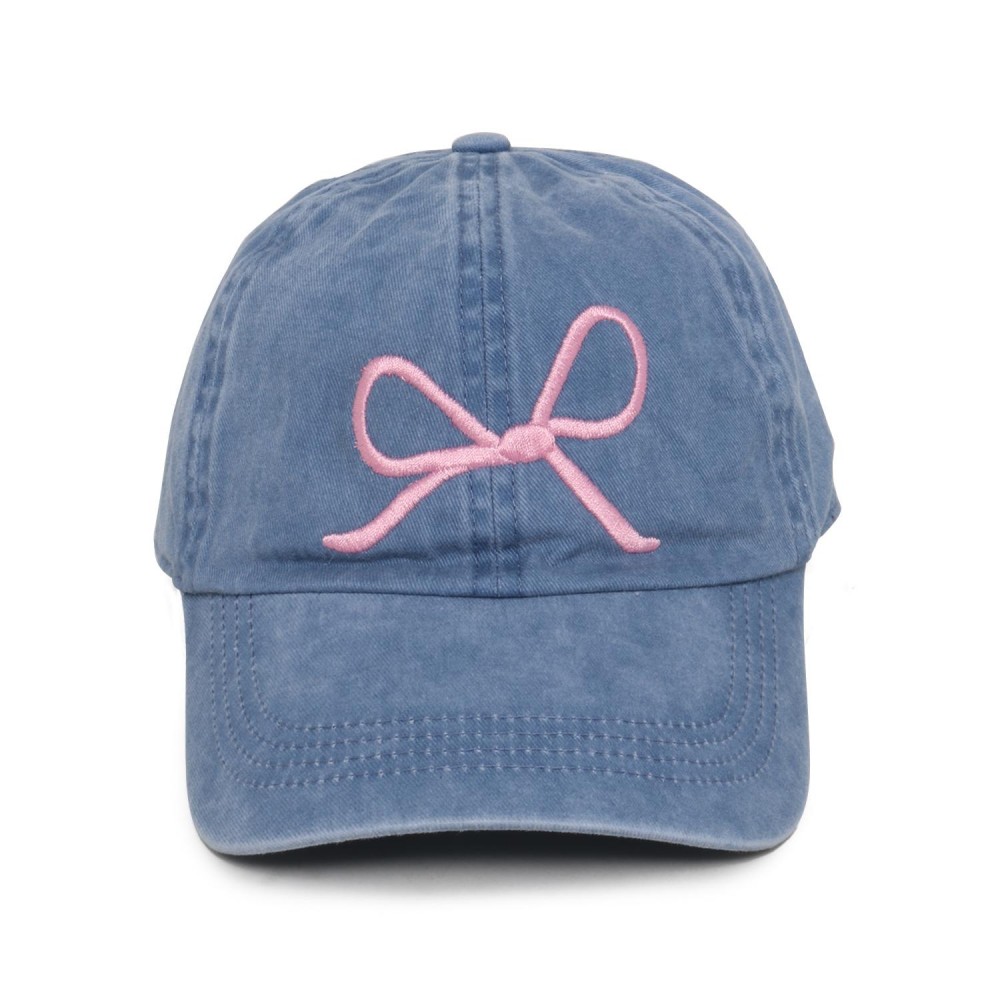 Embroidered Bow Baseball Cap - One Size Fits Most - Slide Buckle ...