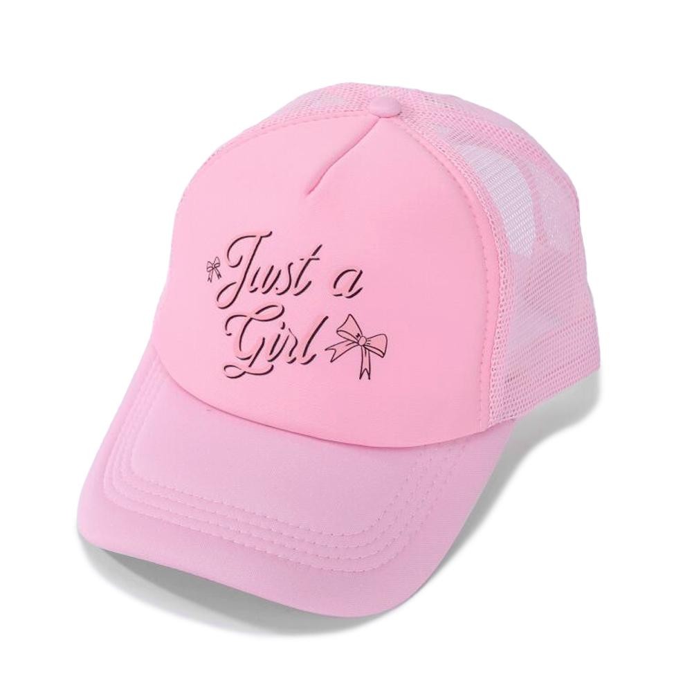 'Just a Girl' Bow Trucker Baseball Cap - One Size Fits Most - Adjustable Snap Back - 100% Polyester view 2