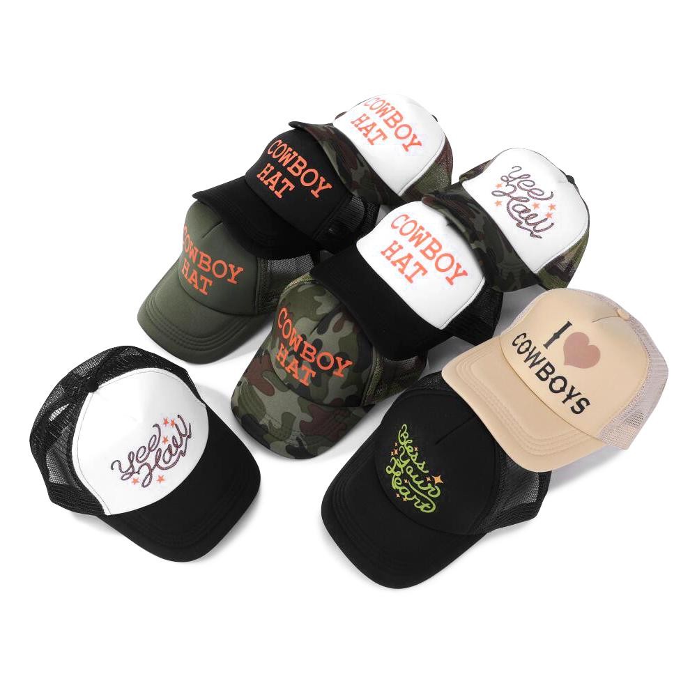 'COWBOY HAT' Trucker Baseball Cap - One Size Fits Most - Adjustable Snap Back - 100% Polyester view 4