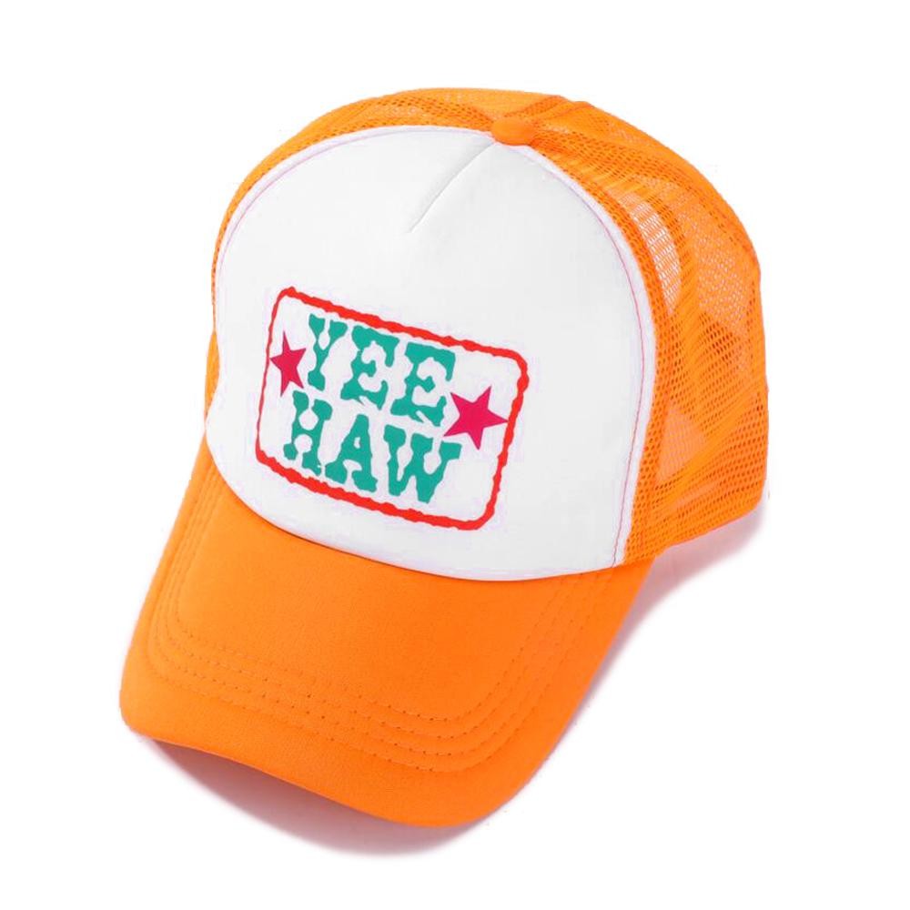 "Yee Haw" Star Stamp Trucker Baseball Cap - One Size Fits Most - Adjustable Snap Back - 100% Polyester view 2