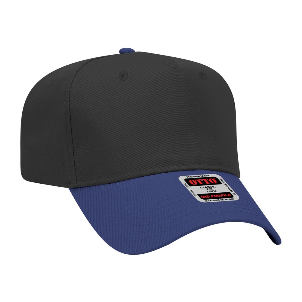 OTTO CAP 31-069 5 Panel Mid Profile Dad Hat - One Size Fits Most - Adjustable Snap Back - Cotton Blend Twill - 65% Polyester / 35% Cotton - Structured Firm Front Panel view 2