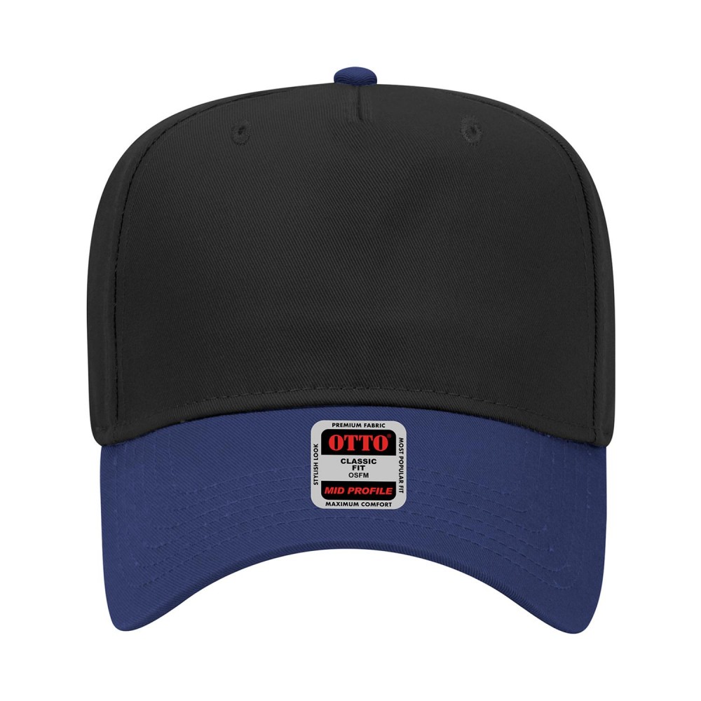 OTTO CAP 31-069 5 Panel Mid Profile Dad Hat - One Size Fits Most - Adjustable Snap Back - Cotton Blend Twill - 65% Polyester / 35% Cotton - Structured Firm Front Panel view 4
