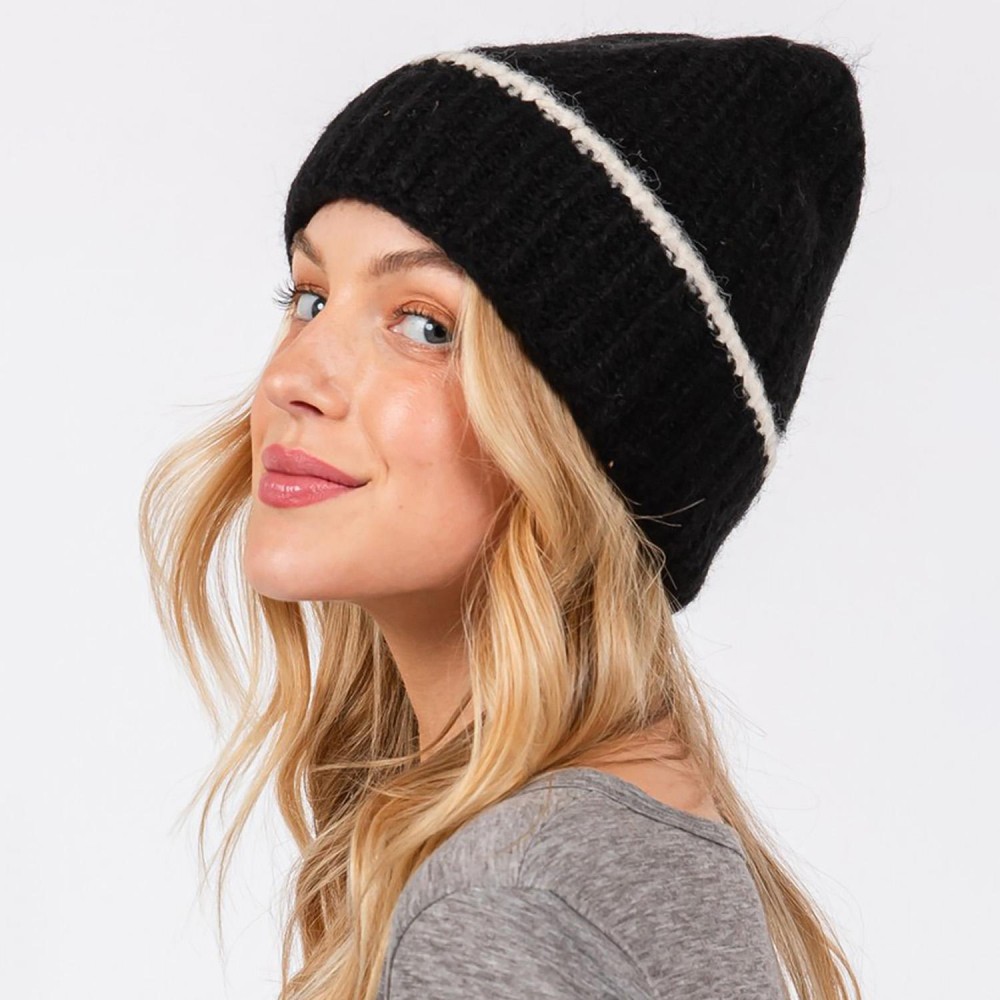 Knit Cuffed Beanie - One Size Fits Most - 70% Acrylic 20% Nylon 10% Wool view 4