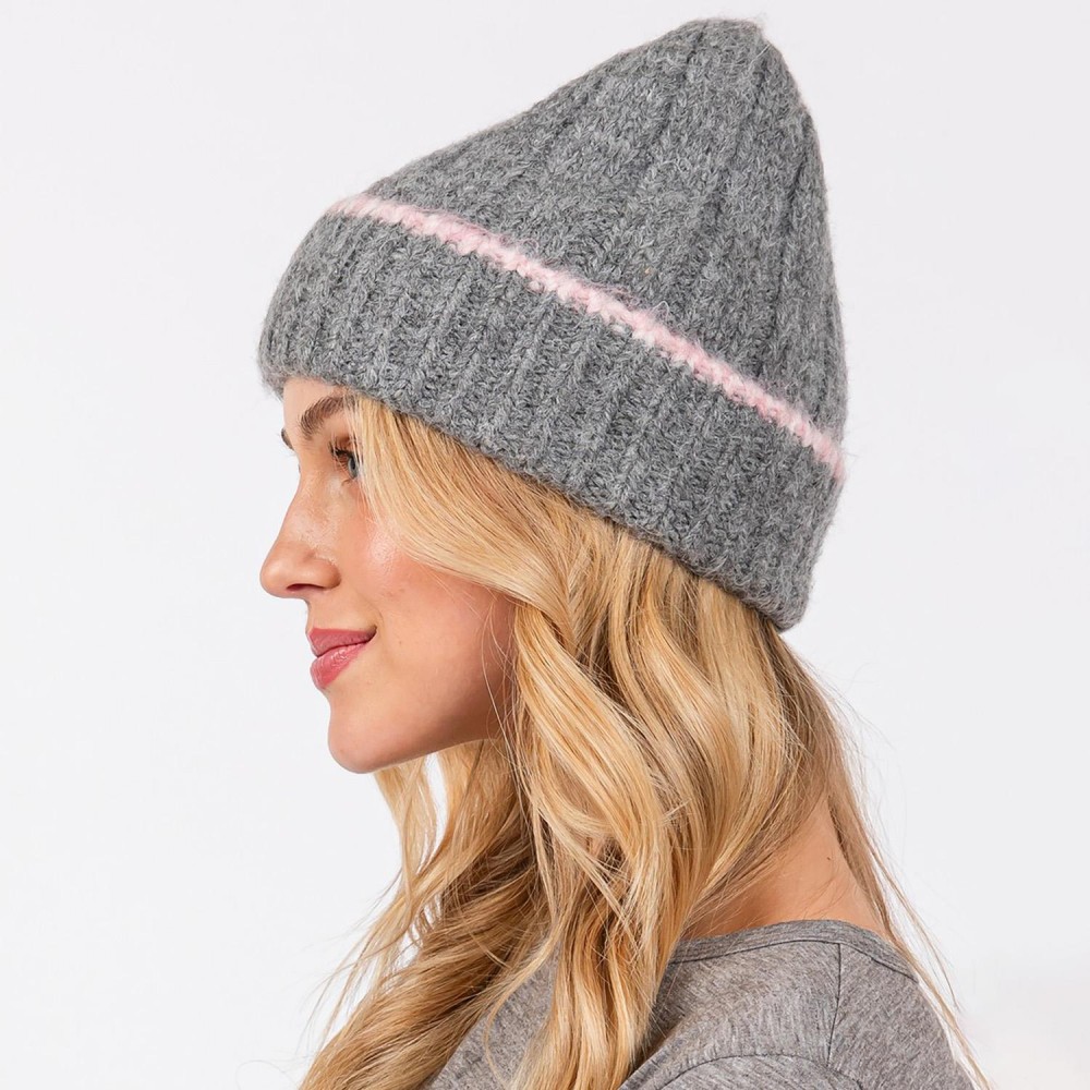Knit Cuffed Beanie - One Size Fits Most - 70% Acrylic 20% Nylon 10% Wool view 4