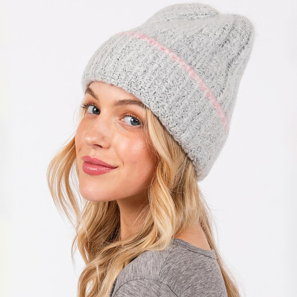 Knit Cuffed Beanie - One Size Fits Most - 70% Acrylic 20% Nylon 10% Wool view 2