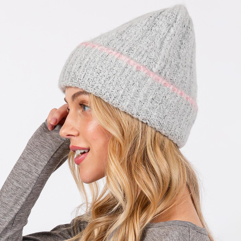 Knit Cuffed Beanie - One Size Fits Most - 70% Acrylic 20% Nylon 10% Wool view 4