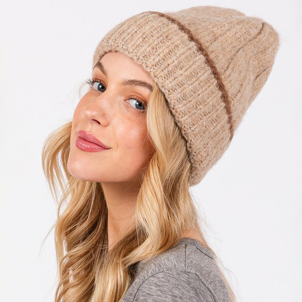 Knit Cuffed Beanie - One Size Fits Most - 70% Acrylic 20% Nylon 10% Wool view 4