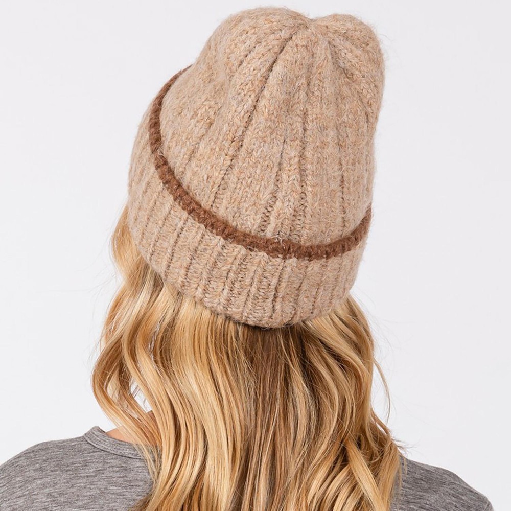 Knit Cuffed Beanie - One Size Fits Most - 70% Acrylic 20% Nylon 10% Wool view 6