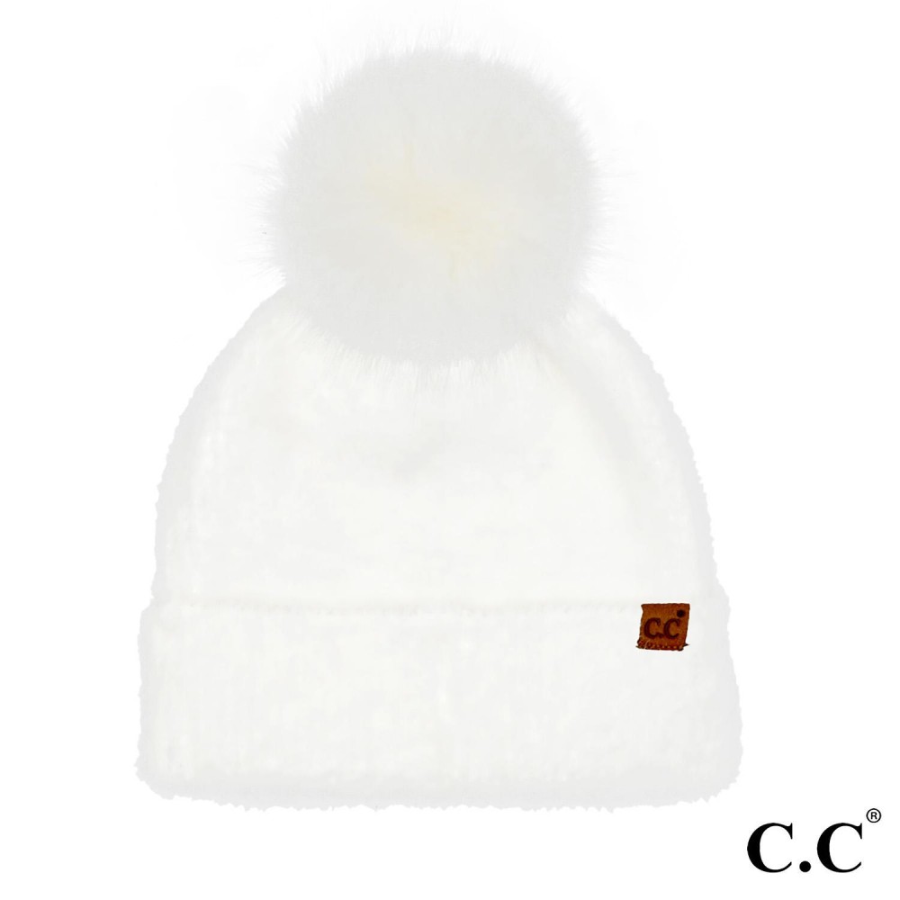 C.C HTC0038 Plush Terry Chenille Pom Beanie - 100% Nylon - One Size Fits Most view 2