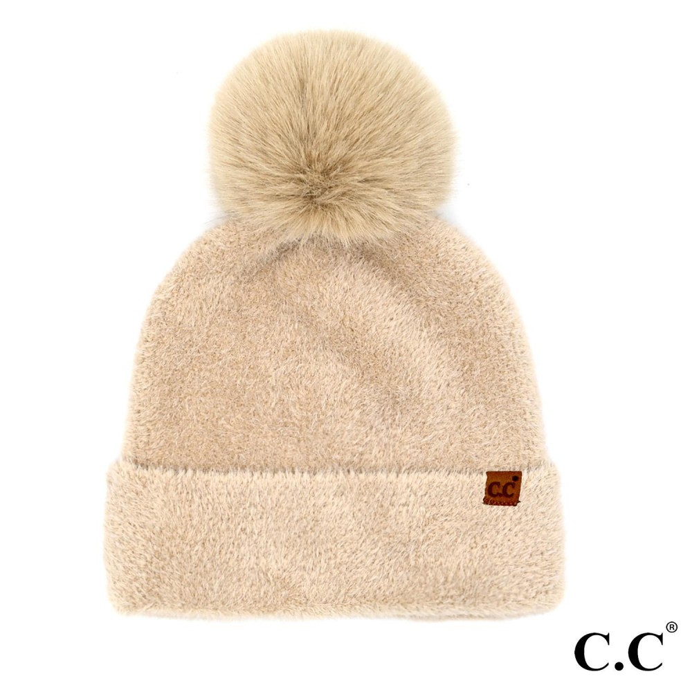 C.C HTC0038 Plush Terry Chenille Pom Beanie - 100% Nylon - One Size Fits Most view 2