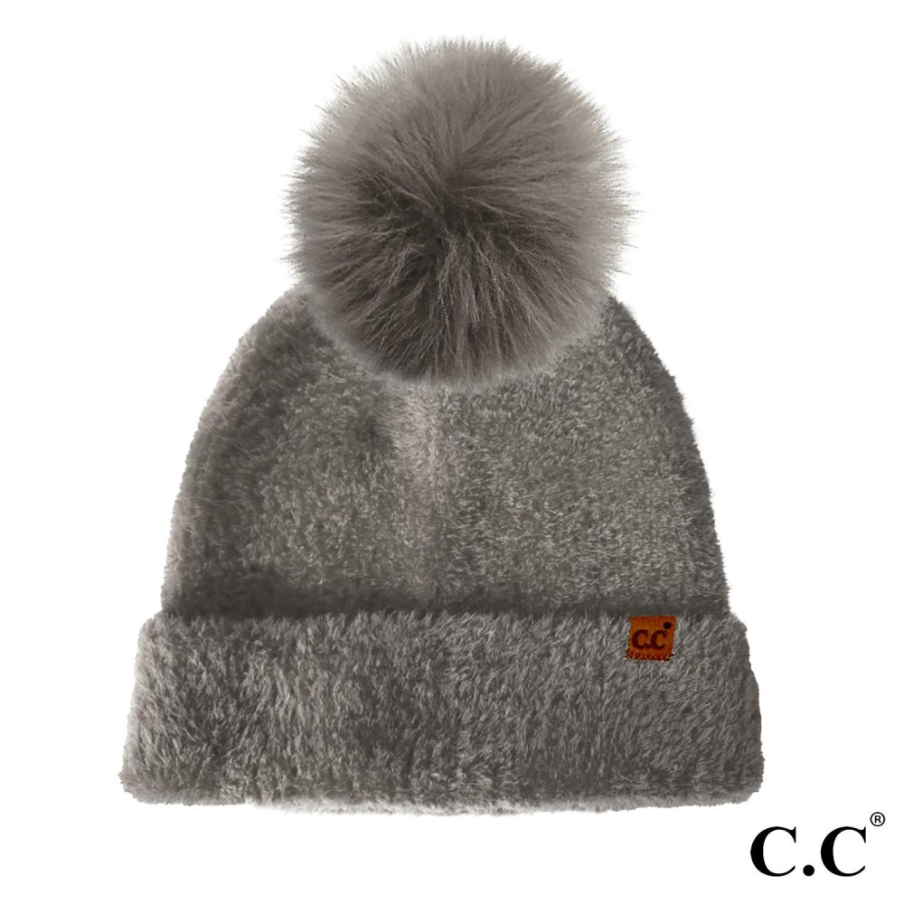 C.C HTC0038 Plush Terry Chenille Pom Beanie - 100% Nylon - One Size Fits Most view 2