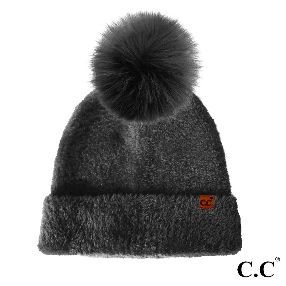 C.C HTC0038 Plush Terry Chenille Pom Beanie - 100% Nylon - One Size Fits Most view 2