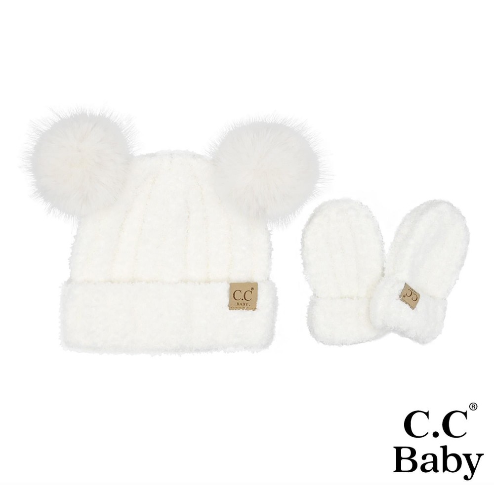 C.C BB-SEE0111 Baby Cozy Yarn Hat & Mitten Set - One Size Fits Most - 100% Polyester view 2