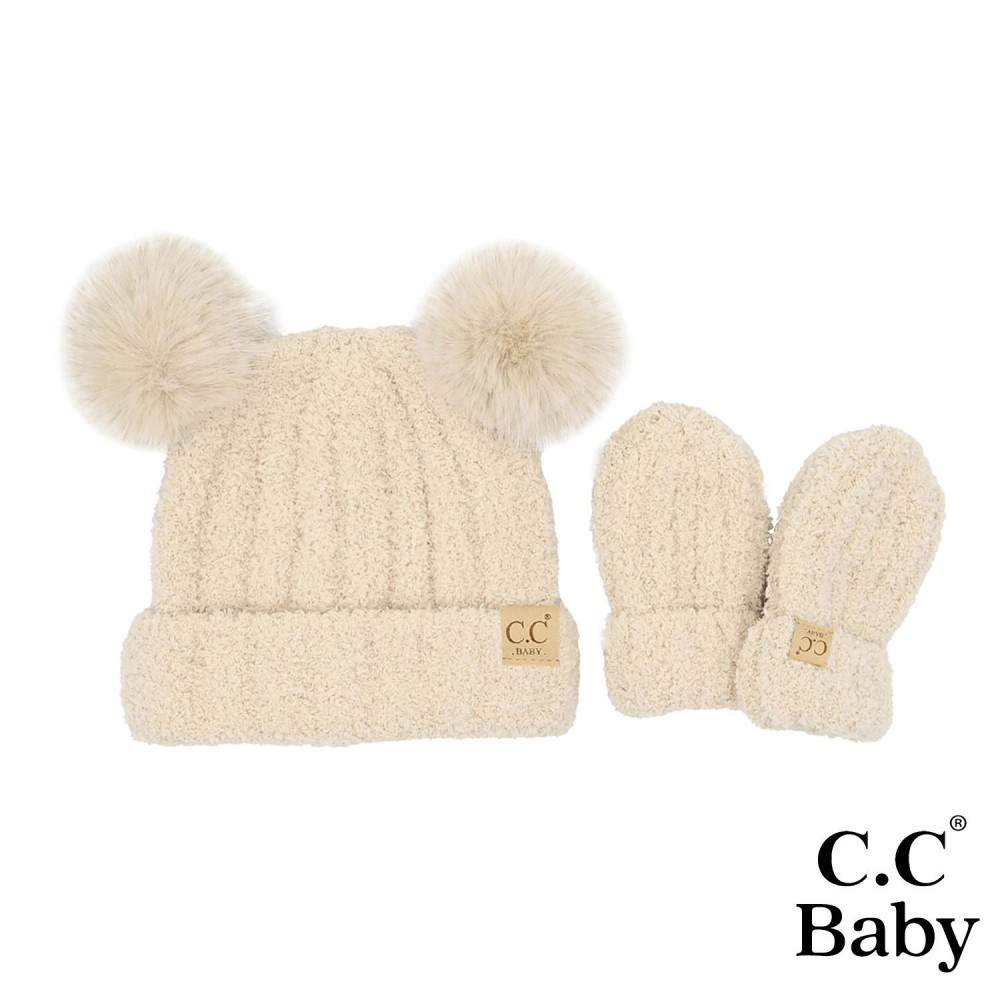 C.C BB-SEE0111 Baby Cozy Yarn Hat & Mitten Set - One Size Fits Most - 100% Polyester view 2