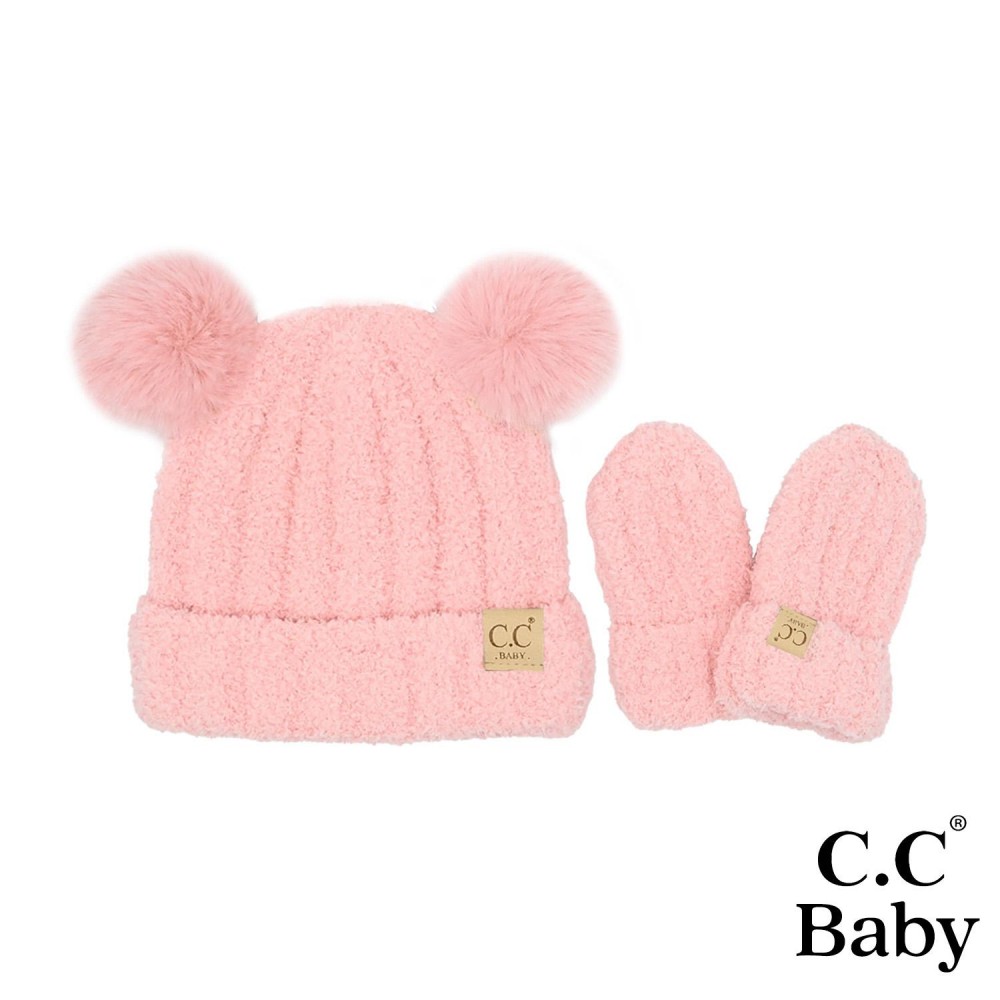 C.C BB-SEE0111 Baby Cozy Yarn Hat & Mitten Set - One Size Fits Most - 100% Polyester view 2