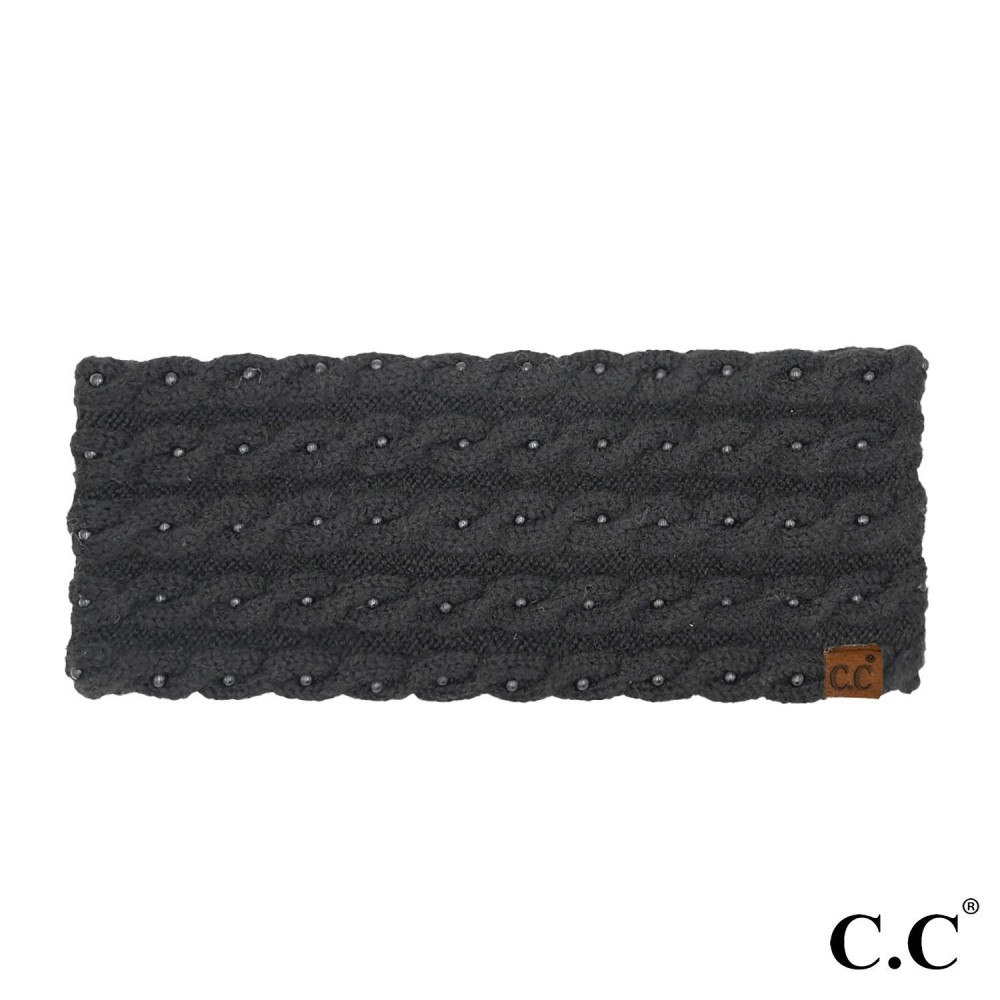 C.C HWE-0112 Pearl Embellished Headwrap - One Size Fits Most - 40% Polyester - 22% Recycled Polyester - 35% Acrylic - 3% Spandax view 2