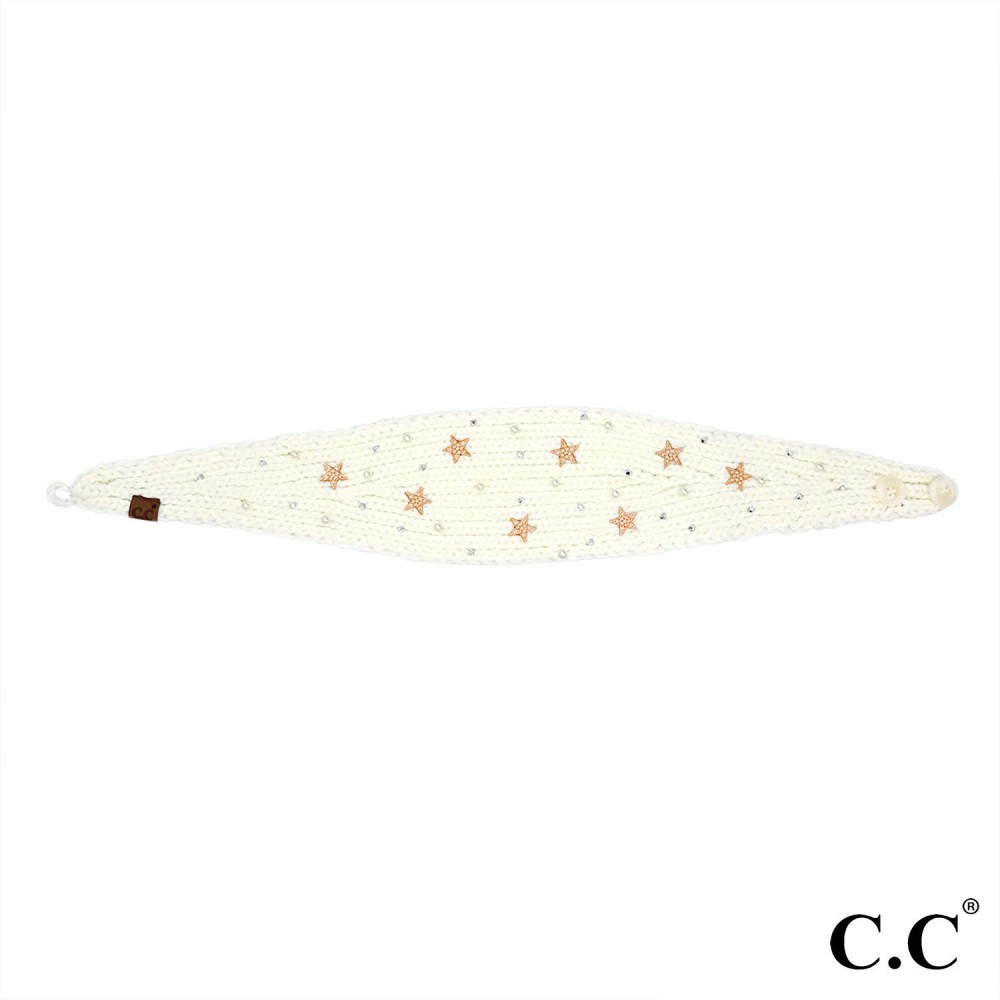 C.C HWE0132 Star & Pearl Embellishment Headwrap - One Size Fits Most - 100% Acrylic view 2