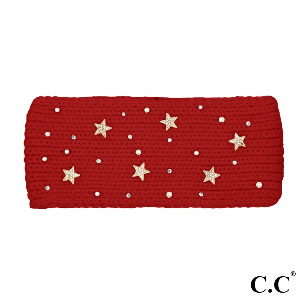C.C HWE0158 Star & Pearl Embellishments Headwrap - One size fits most - 100% Acrylic view 2