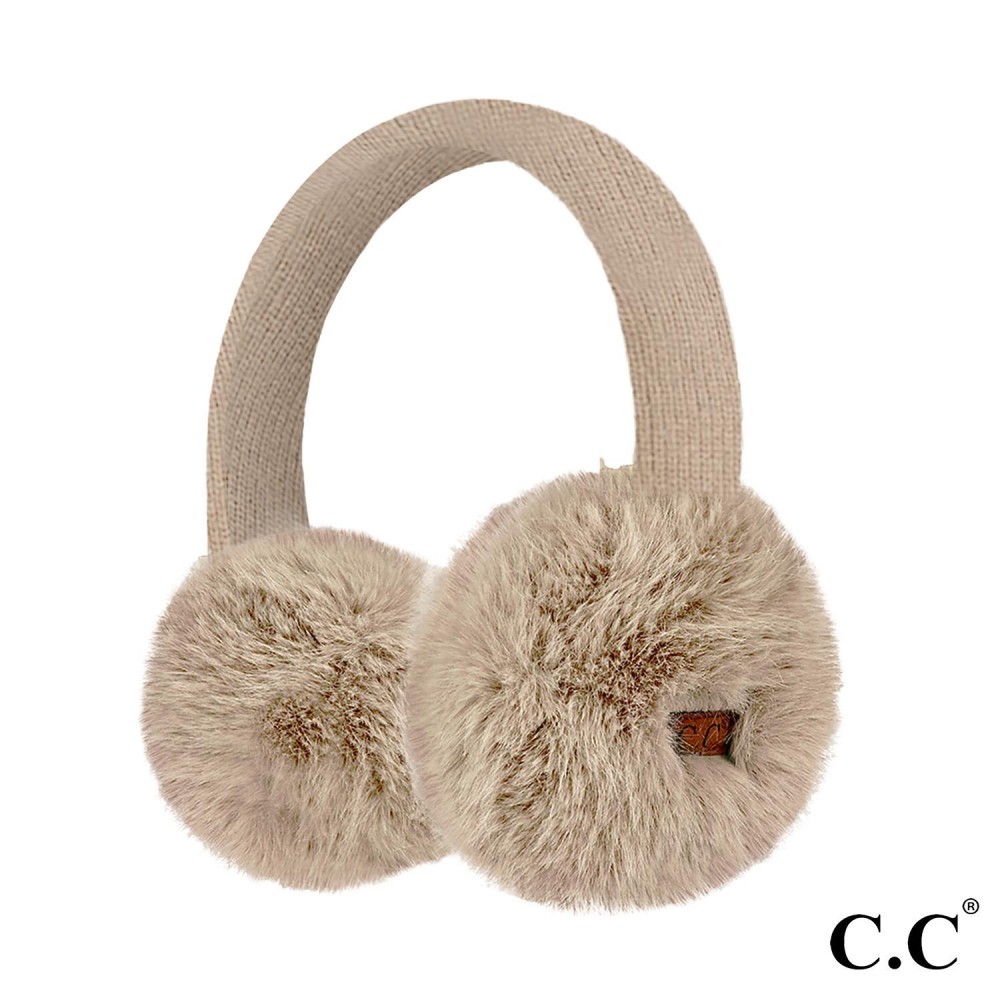 C.C EMS0155 Faux Mink Fur Knitted Earmuffs - One Size Fits Most - Adjustable Band - 100% Polyester view 2