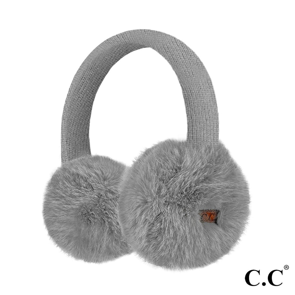 C.C EMS0155 Faux Mink Fur Knitted Earmuffs - One Size Fits Most - Adjustable Band - 100% Polyester view 2
