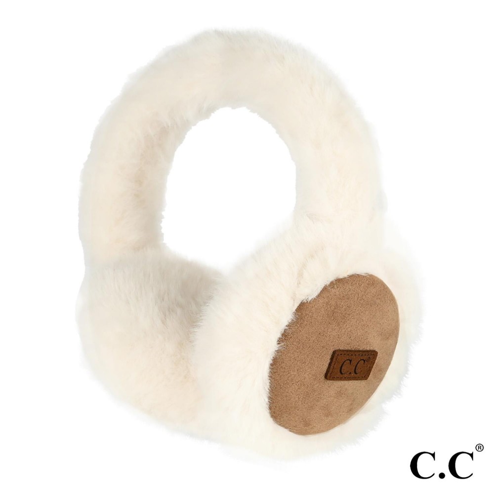 C.C EMS4491 Suede & Faux Fur Earmuffs - One Size Fits Most - Adjustable Band - 100% Polyester view 2