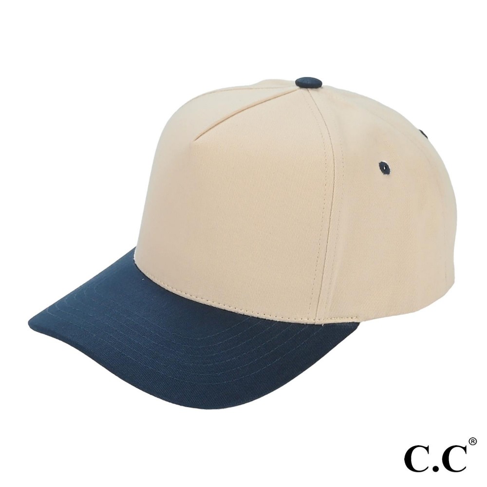 C.C TCM0002 Two Tone Canvas Trucker Cap - Snap Back Closure - One Size Fits Most - 100% Cotton view 2