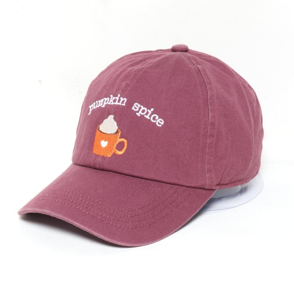 'pumpkin spice' Latte Embroidered Baseball Cap - One Size Fits Most - Slide Buckle Adjustment - 100% Cotton view 2
