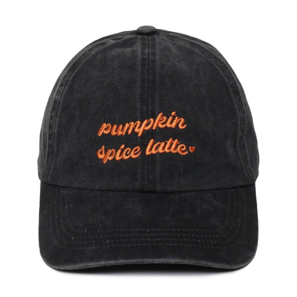 'pumpkin spice latte' Embroidered Baseball Cap - One Size Fits Most - Slide Buckle Adjustment - 100% Cotton view 2