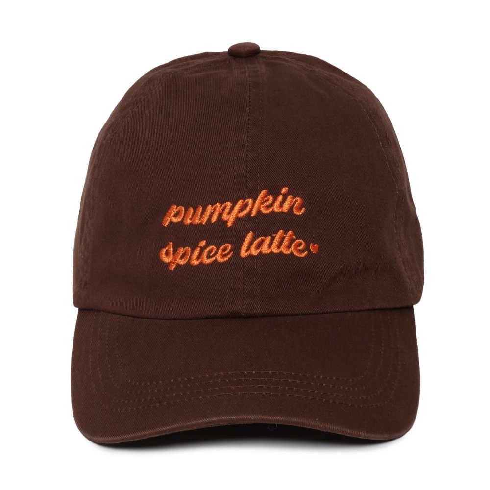 'pumpkin spice latte' Embroidered Baseball Cap - One Size Fits Most - Slide Buckle Adjustment - 100% Cotton view 2