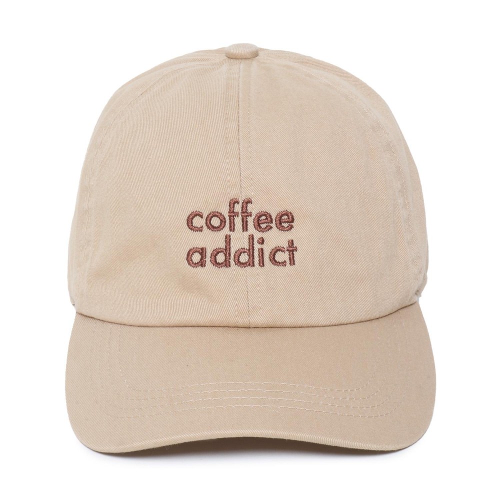 'coffee addict' Embroidered Baseball Cap - One Size Fits Most - Slide Buckle Adjustment - 100% Cotton view 2