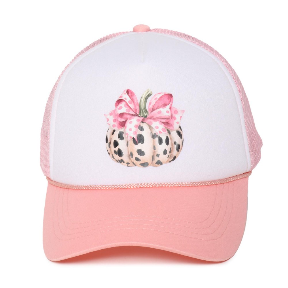Speckled Pumpkin & Bow Trucker Baseball Cap - One Size Fits Most - Adjustable Snap Back - 100% Polyester view 2