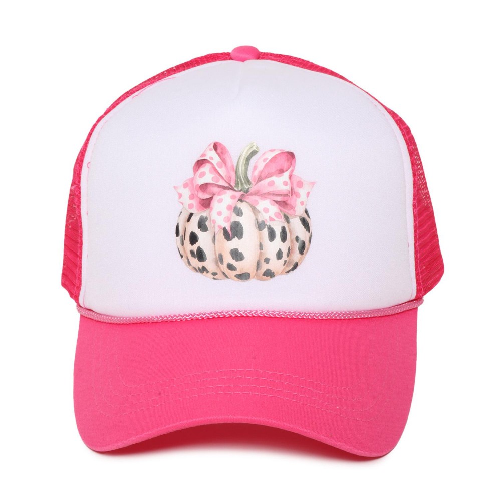 Speckled Pumpkin & Bow Trucker Baseball Cap - One Size Fits Most - Adjustable Snap Back - 100% Polyester view 2