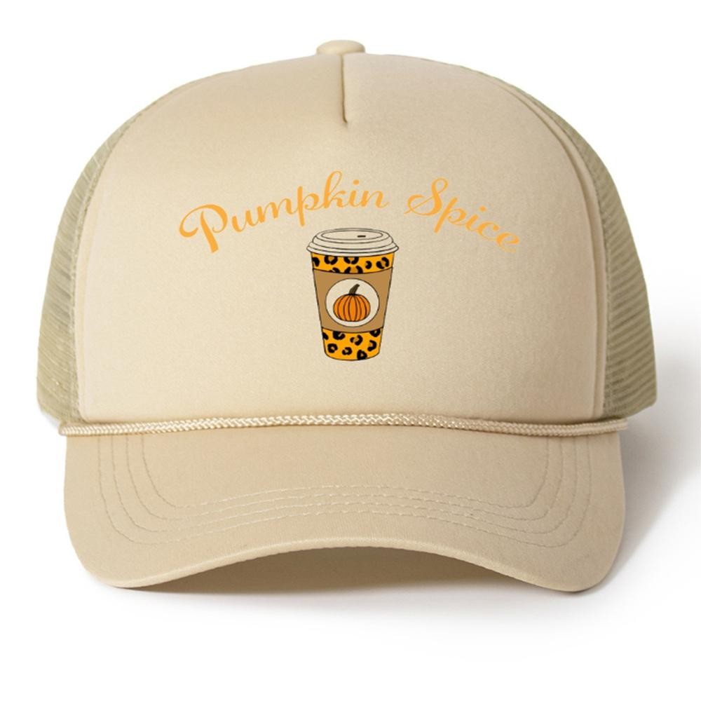 'Pumpkin Spice' Latte Trucker Baseball Cap - One Size Fits Most - Adjustable Snap Back - 100% Polyester view 2