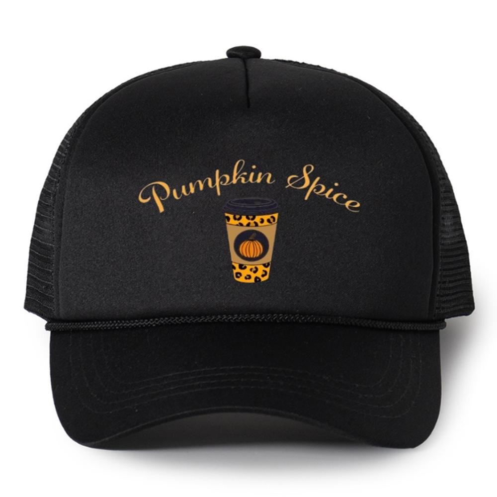 'Pumpkin Spice' Latte Trucker Baseball Cap - One Size Fits Most - Adjustable Snap Back - 100% Polyester view 2