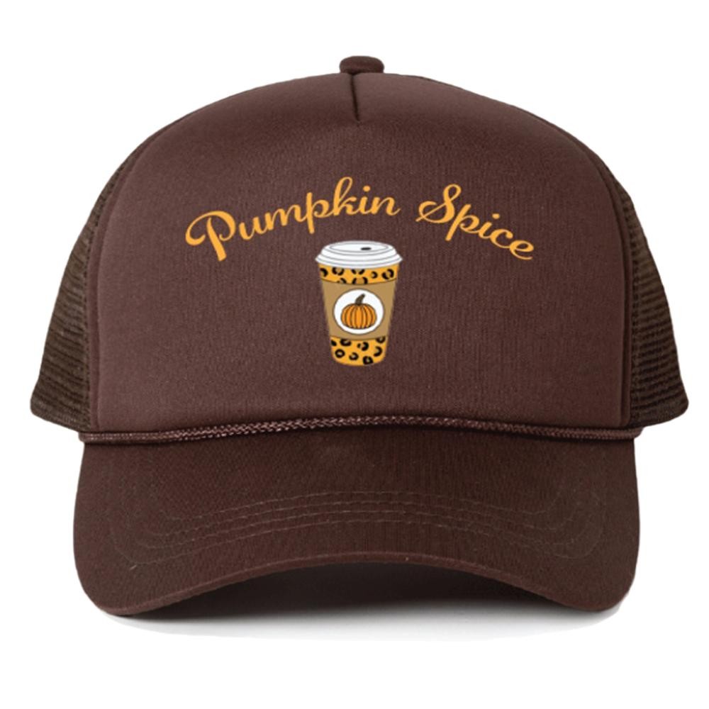 'Pumpkin Spice' Latte Trucker Baseball Cap - One Size Fits Most - Adjustable Snap Back - 100% Polyester view 2