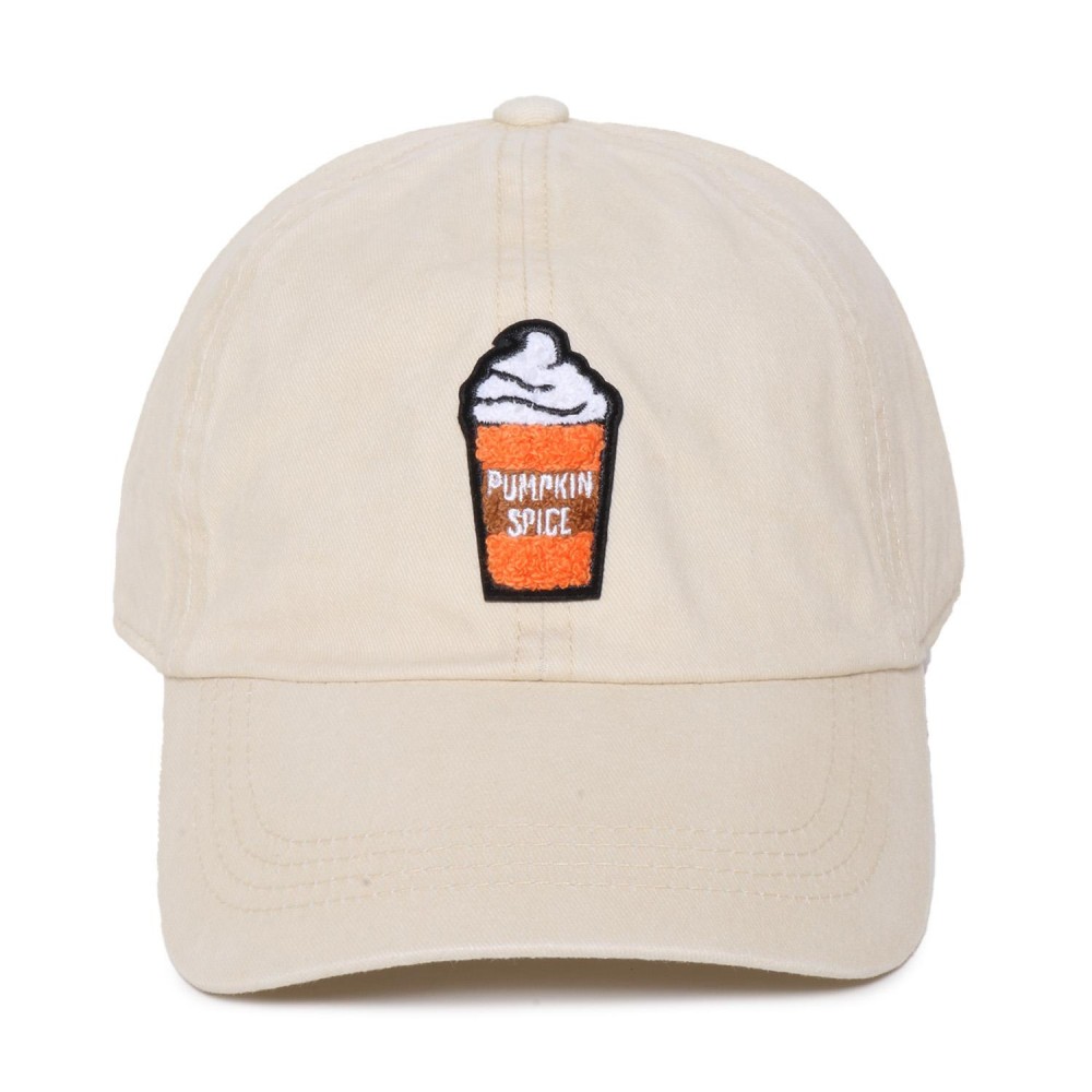 Pumpkin Spice Latte Chenille Patch Baseball Cap - One Size Fits Most - Slide Buckle Adjustment - 100% Cotton view 2