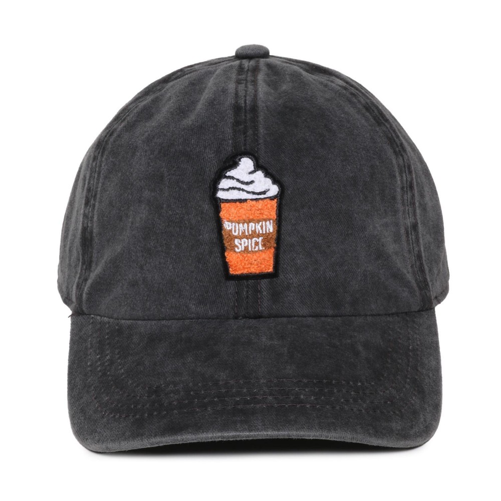 Pumpkin Spice Latte Chenille Patch Baseball Cap - One Size Fits Most - Slide Buckle Adjustment - 100% Cotton view 2