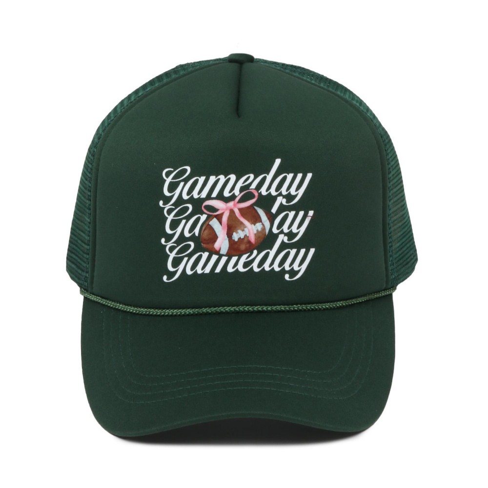 'Gameday' Football Bow Trucker Baseball Cap - One Size Fits Most - Adjustable Snap Back - 100% Polyester view 2