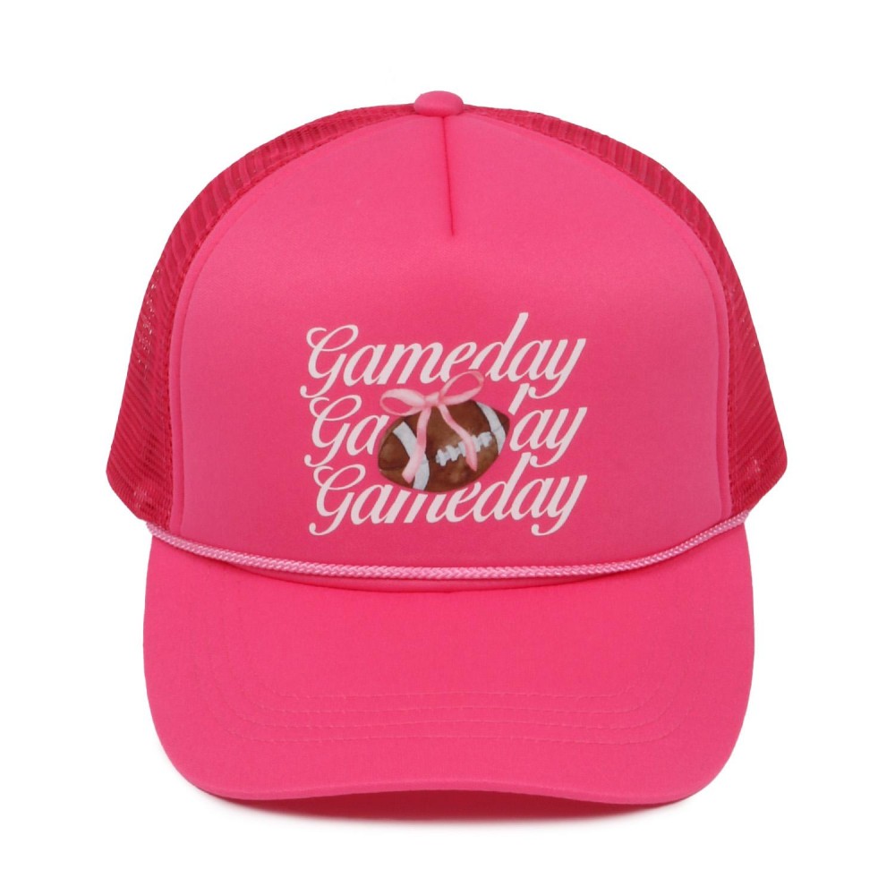 'Gameday' Football Bow Trucker Baseball Cap - One Size Fits Most - Adjustable Snap Back - 100% Polyester view 2