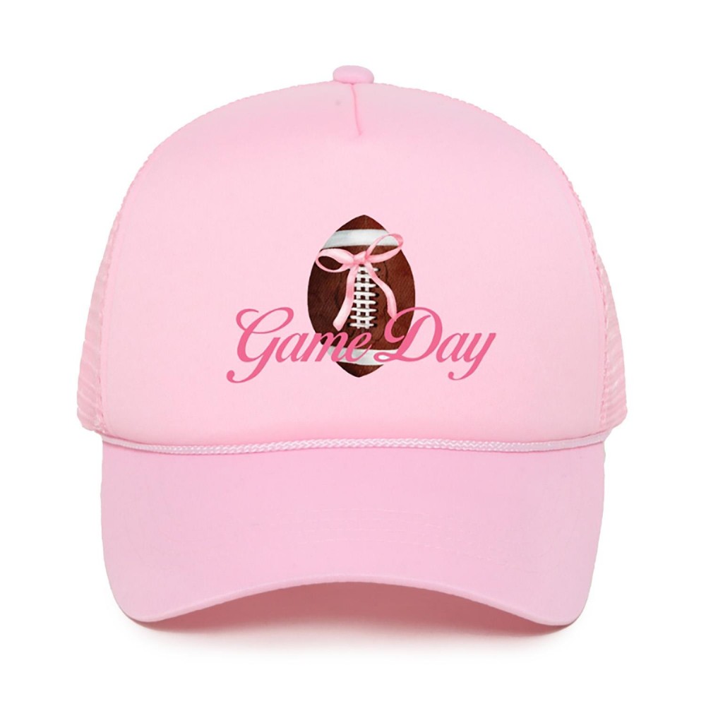 'Game Day' Football Bow Trucker Baseball Cap - One Size Fits Most - Adjustable Snap Back - 100% Polyester view 2
