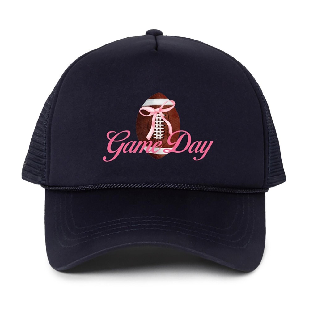 'Game Day' Football Bow Trucker Baseball Cap - One Size Fits Most - Adjustable Snap Back - 100% Polyester view 2