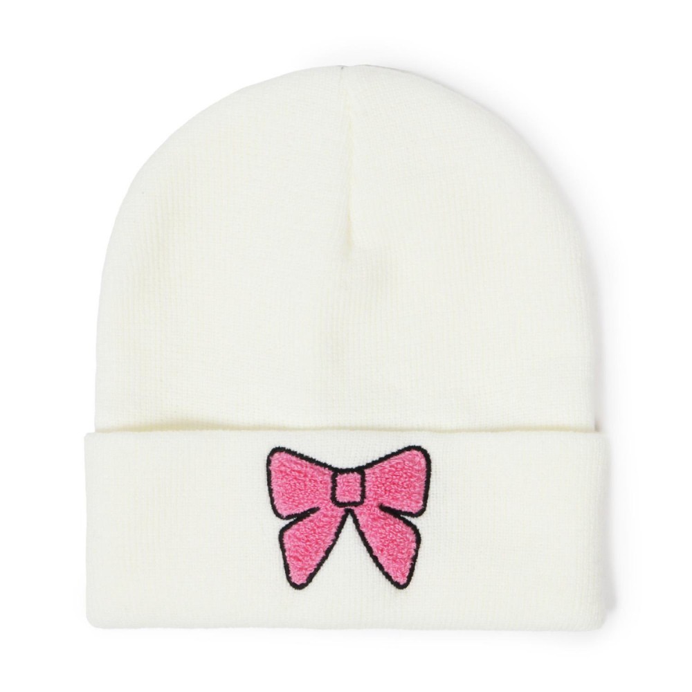 Bow Chenille Patch Knit Cuffed Beanie - One Size Fits Most - 100% Acrylic view 2