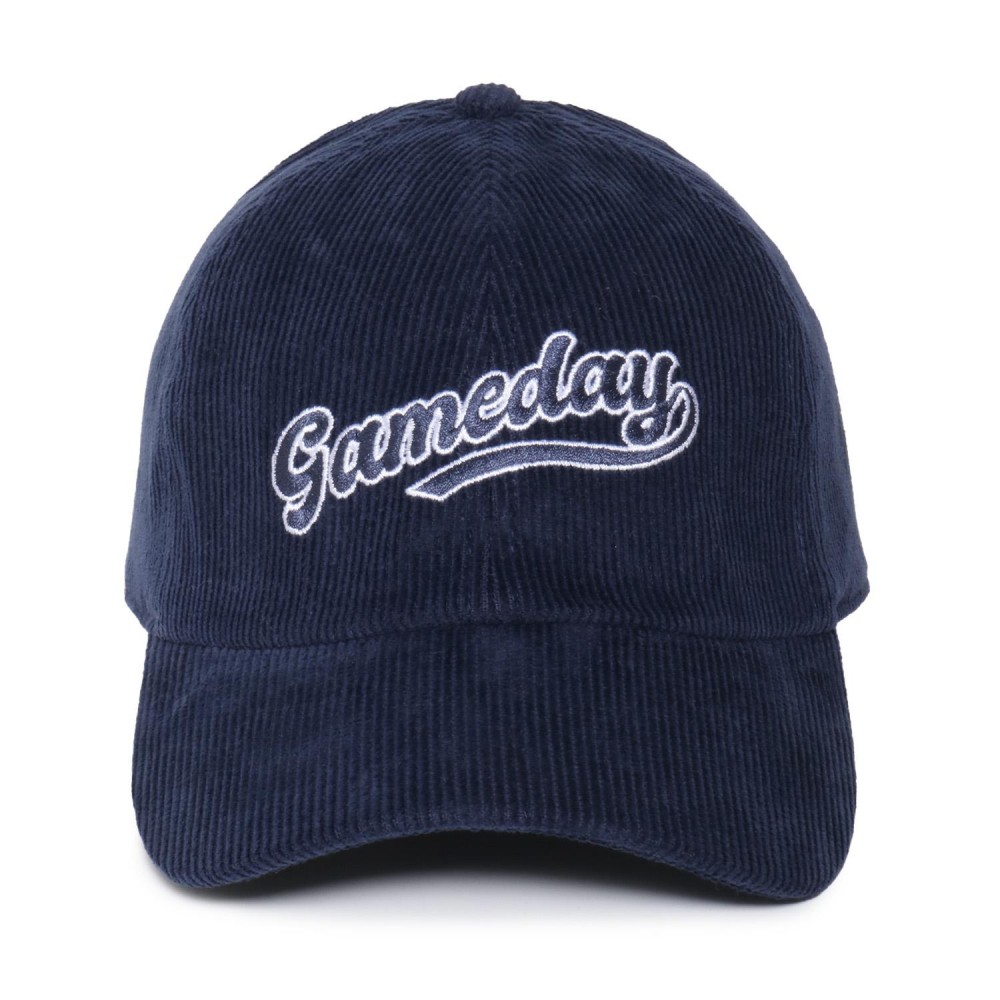 Embroidered 'Game day' Corduroy Baseball Cap - One Size Fits Most - Slide Buckle Adjustment - 100% Cotton view 2