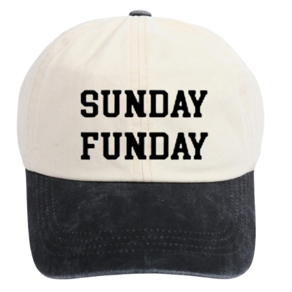 'SUNDAY FUNDAY' Embroidered Baseball Cap - One Size Fits Most - Slide Buckle Adjustment - 100% Cotton view 2