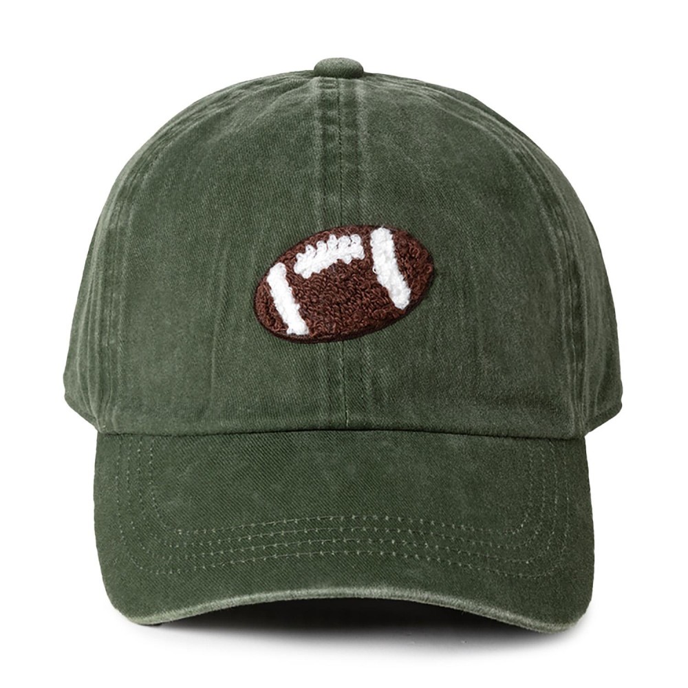 Football Chenille Patch Baseball Cap - One Size Fits Most - Slide Buckle Adjustment - 100% Cotton view 2