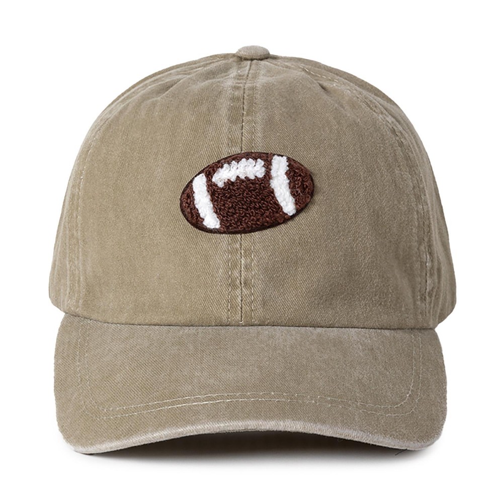 Football Chenille Patch Baseball Cap - One Size Fits Most - Slide Buckle Adjustment - 100% Cotton view 2