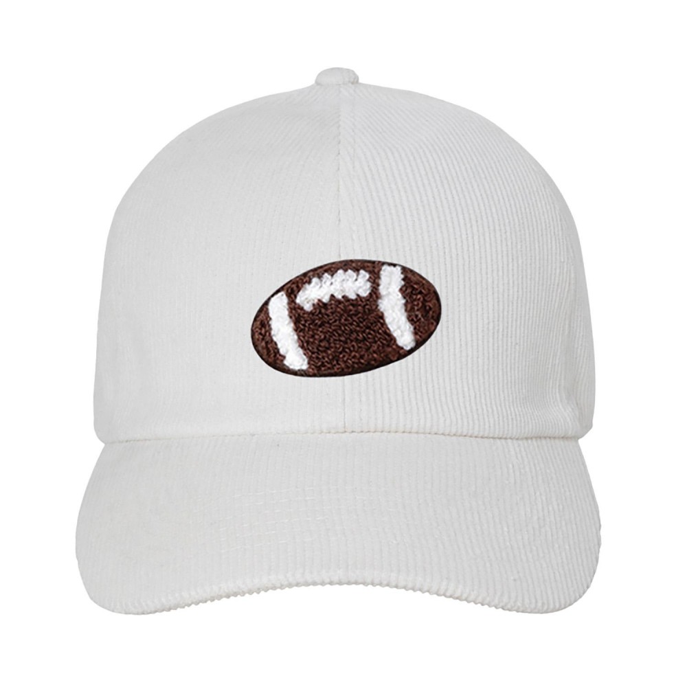 Chenille Patch Football Corduroy Baseball Cap - One Size Fits Most - Slide Buckle Adjustment - 100% Cotton view 2