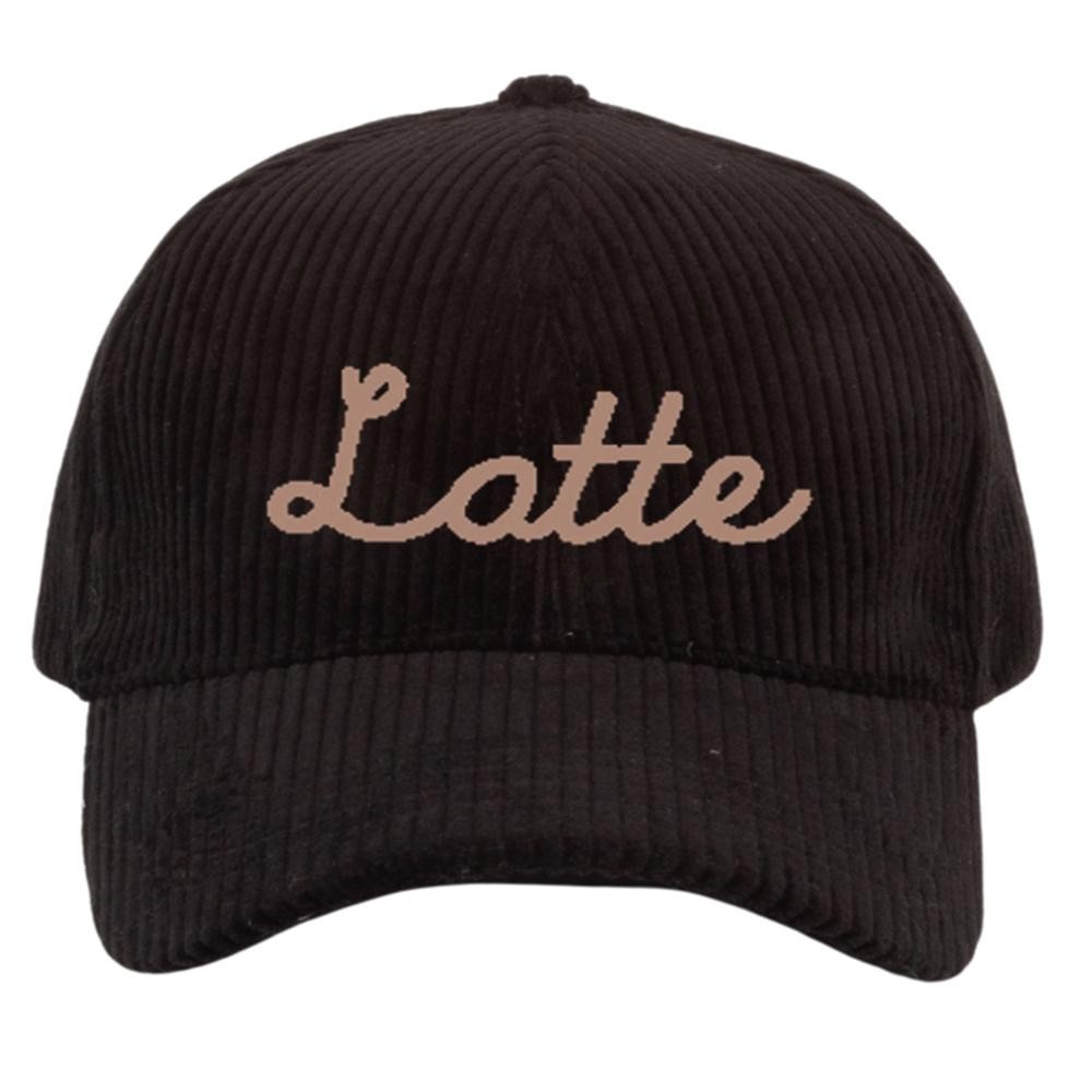 'Latte' Embroidered Corduroy Baseball Cap - One Size Fits Most - Slide Buckle Adjustment - 100% Cotton view 2