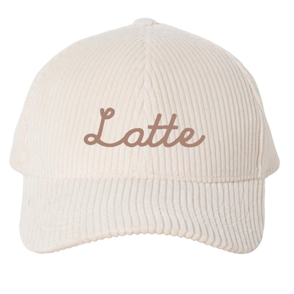 'Latte' Embroidered Corduroy Baseball Cap - One Size Fits Most - Slide Buckle Adjustment - 100% Cotton view 2
